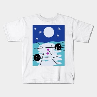 Kids and Moonlight Stick Figure Kids T-Shirt